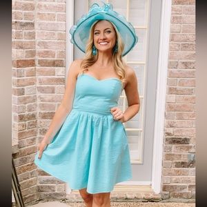 Lauren James turquoise strapless dress